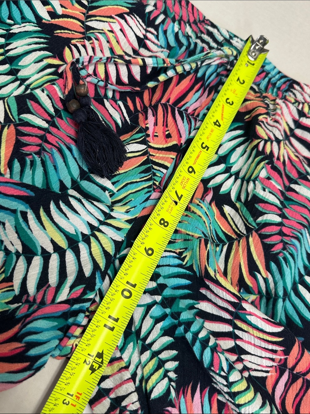 Talbots Crinkle Cotton Beach Pants Breezy Palm Print Resort Wear Coastal Medium - Picture 11 of 12